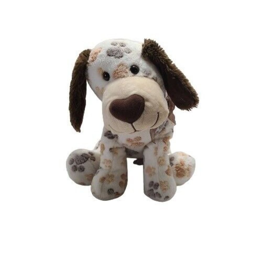 Dream Plush Stuffed Dog With Ribbon and Paw Prints Stuffed Plush 16"